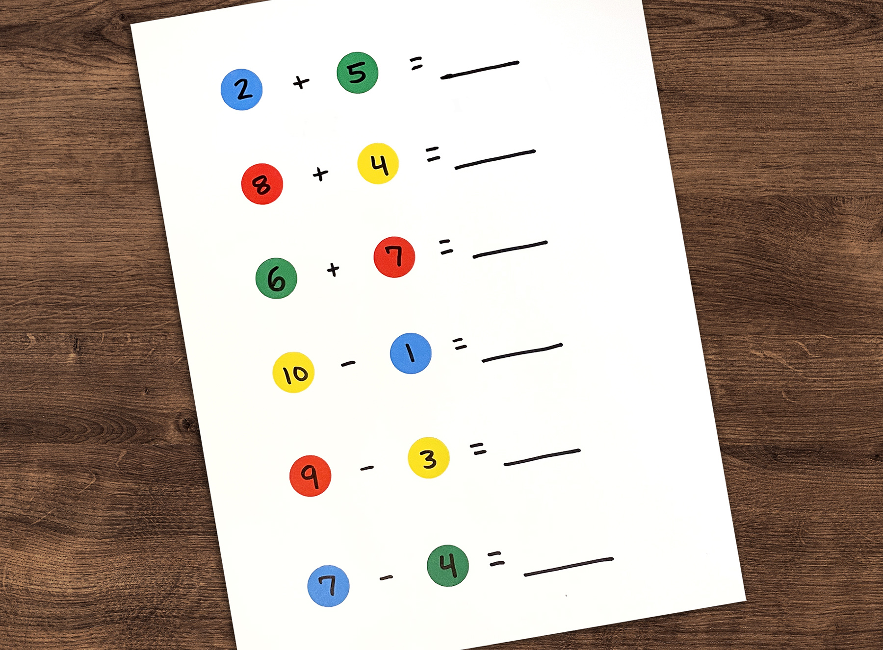 Addition and Subtraction Activity