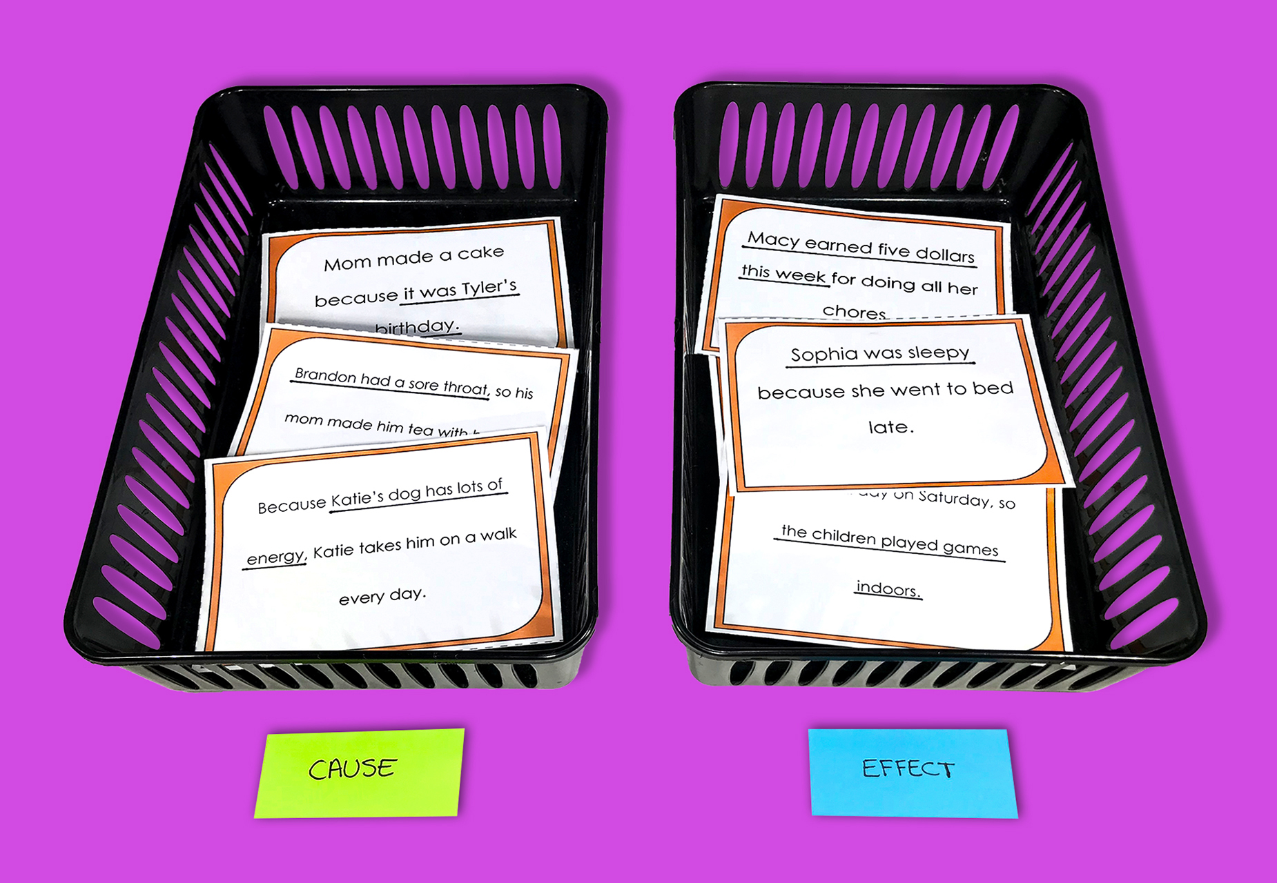 Cause and Effect Sorting Game