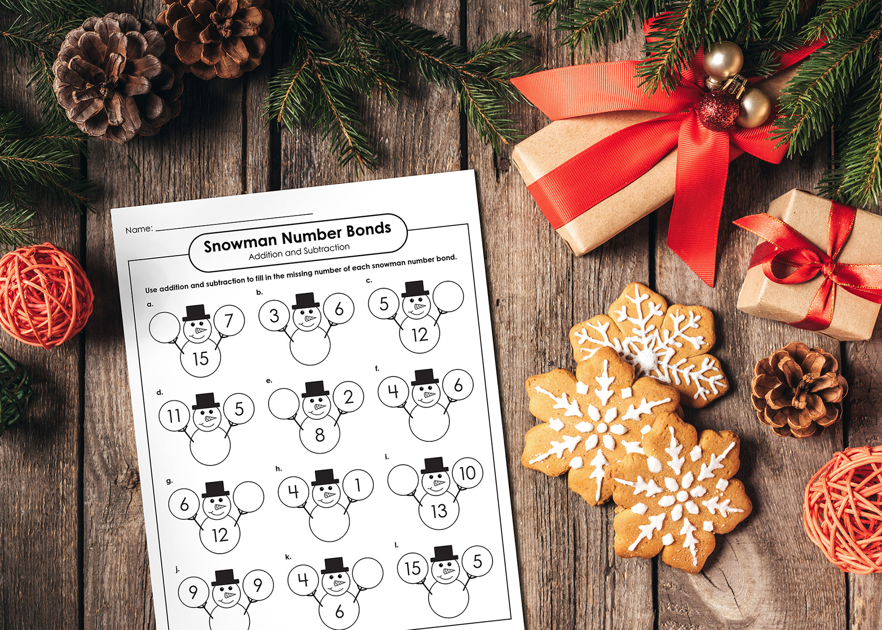 Winter Addition and Subtraction Number Bonds